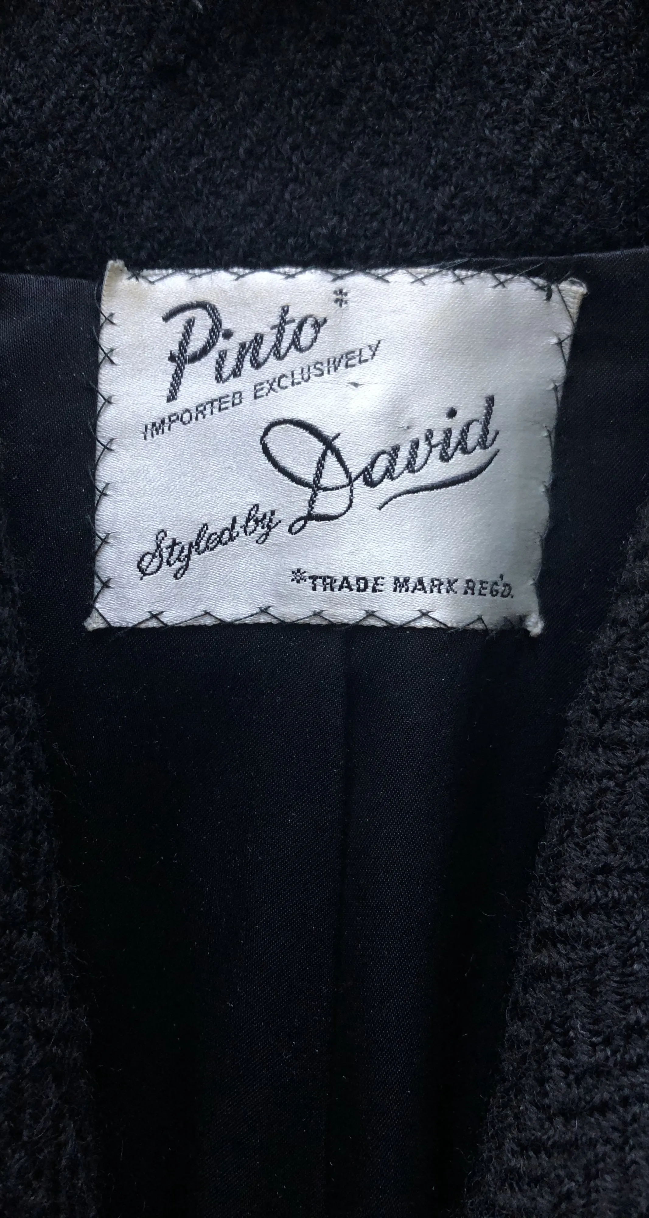 1950s Satin Trim Black Wool Coat