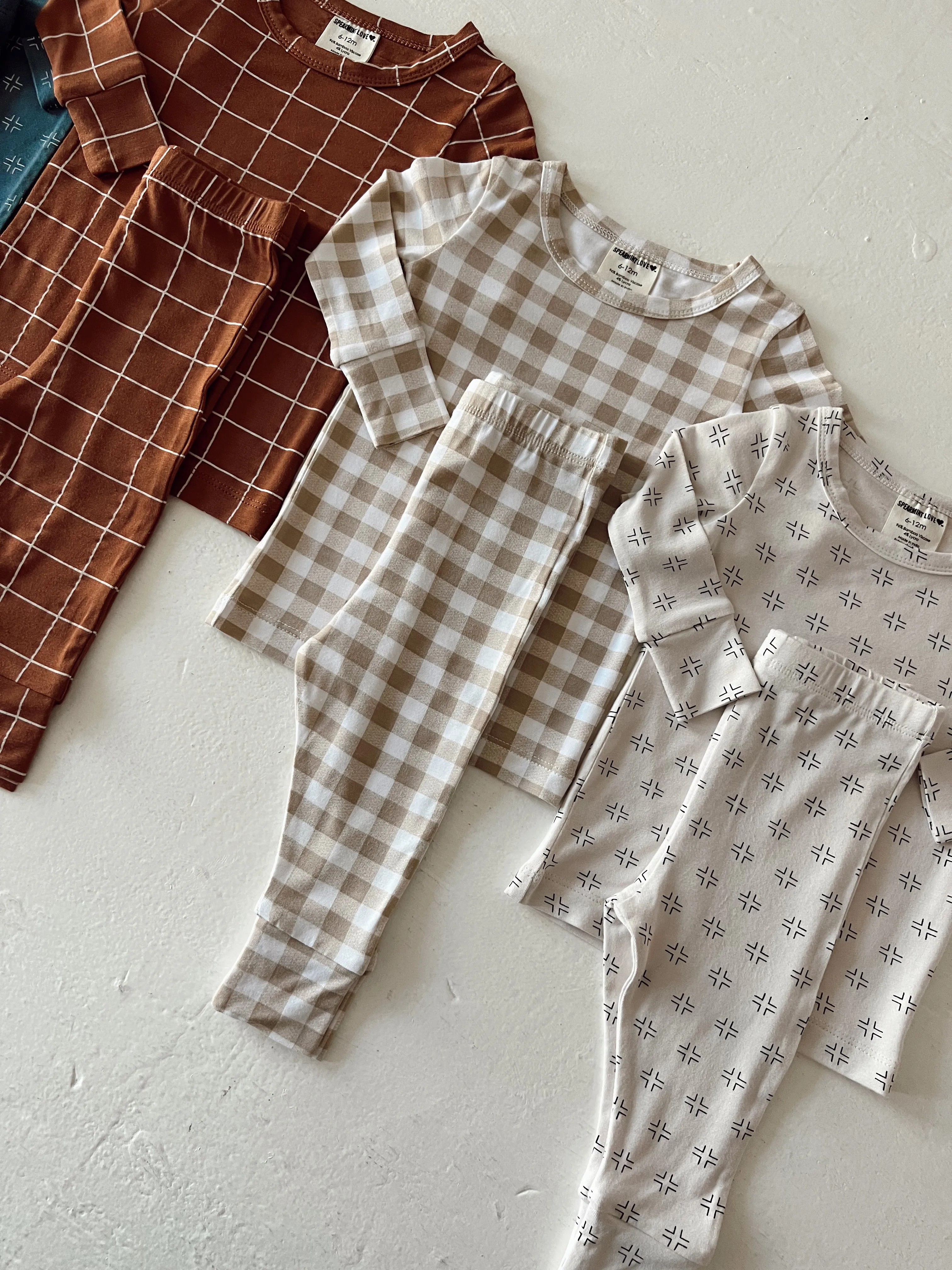 2-Piece Set, Tan Gingham