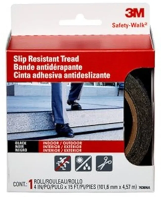 3M Safety-Walk 7636NA Safety and Ladder Tread, 180 in L, 4 in W, Black :ROLL: QUANTITY: 1