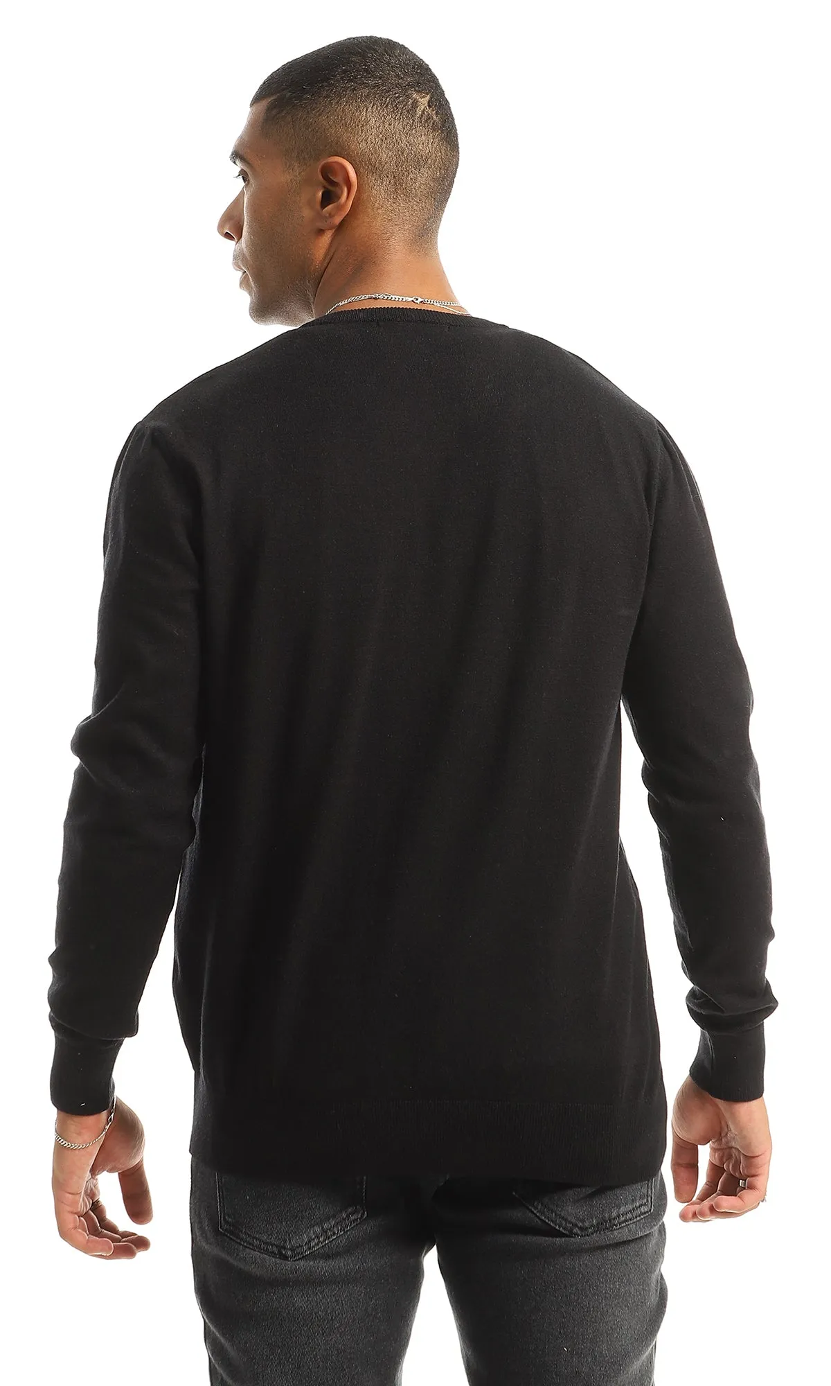 98422 Black Everyday Solid V-Neck Pullover