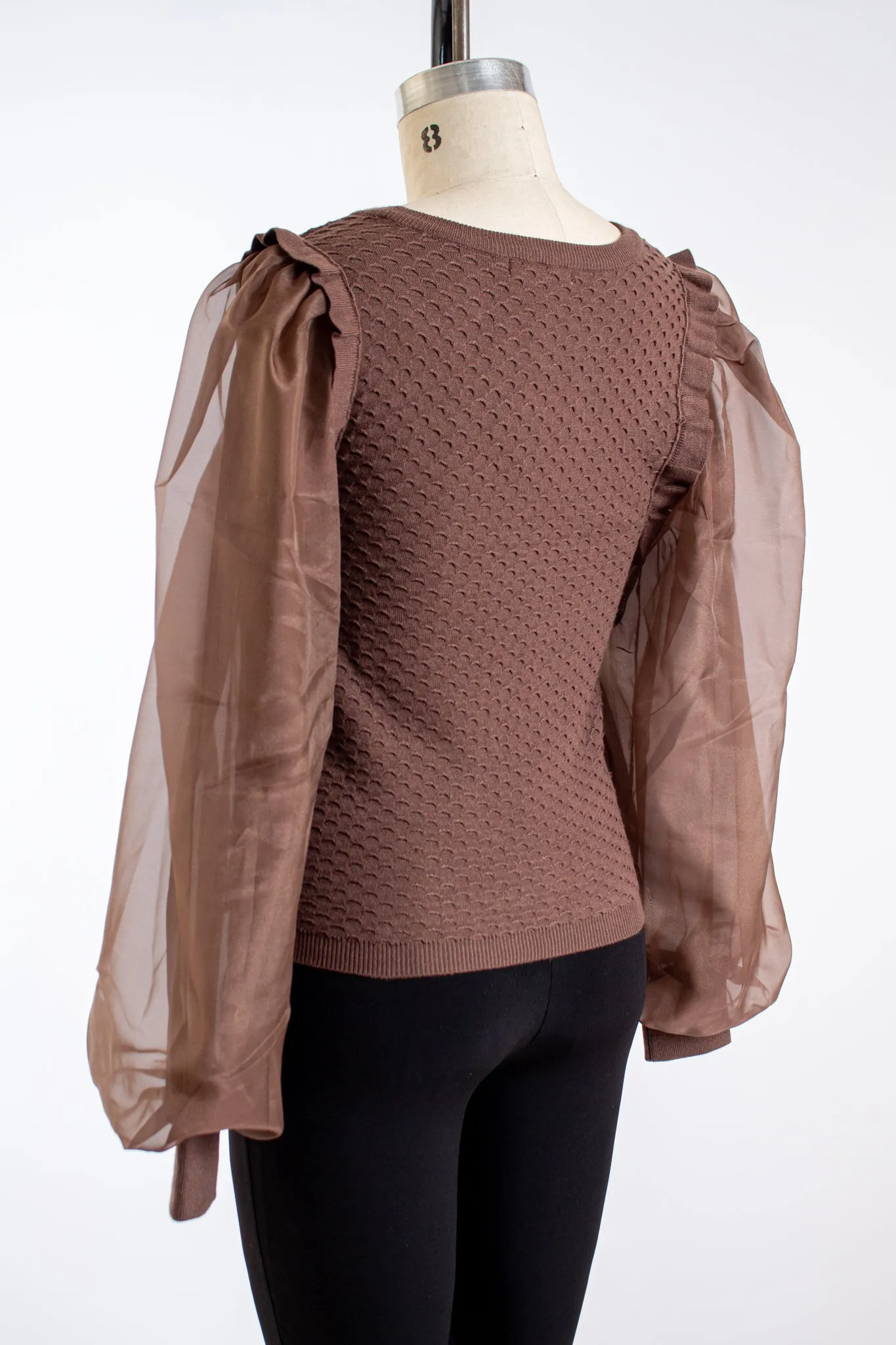 Acorn Brown Sweater w/ Puff Sleeves