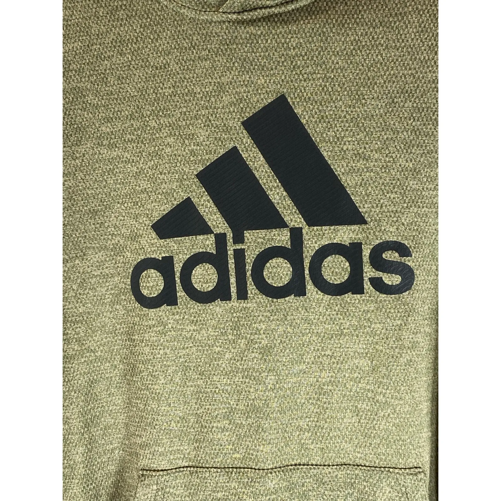 ADIDAS Men's Olive Green Logo Performance Fleece Pullover Hoodie SZ L
