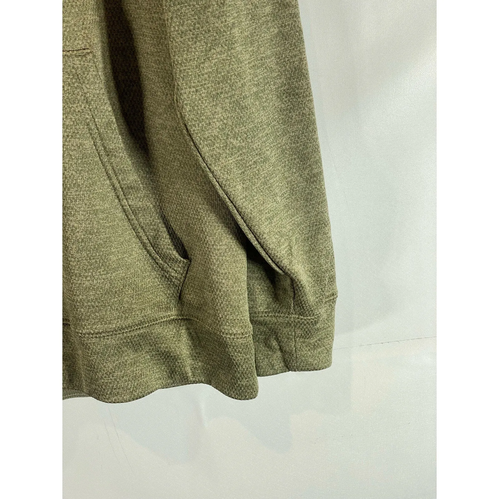 ADIDAS Men's Olive Green Logo Performance Fleece Pullover Hoodie SZ L
