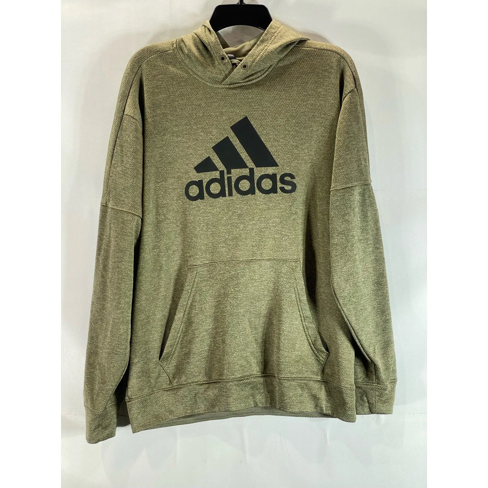 ADIDAS Men's Olive Green Logo Performance Fleece Pullover Hoodie SZ L