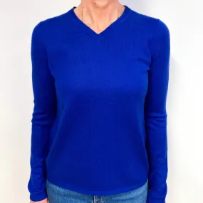 Admiral Blue Lightweight Cashmere V-Neck Jumper Medium