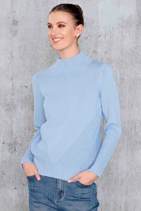 Alison Sheri A44145 Jumper Mock Neck Light Blue