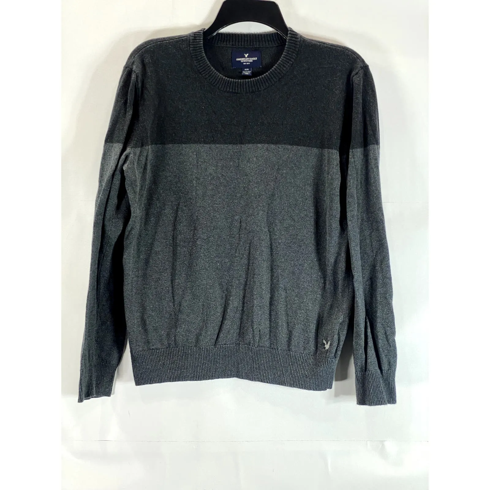 AMERICAN EAGLE OUTFITTERS Men's Black/Grey Colorblock Crewneck Sweater SZ M