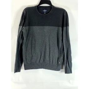 AMERICAN EAGLE OUTFITTERS Men's Black/Grey Colorblock Crewneck Sweater SZ M
