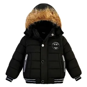 AMIYAN Toddler Boys Down Jacket Fur Collar Hood Thick Warm Winter Snowsuit Coat Parka