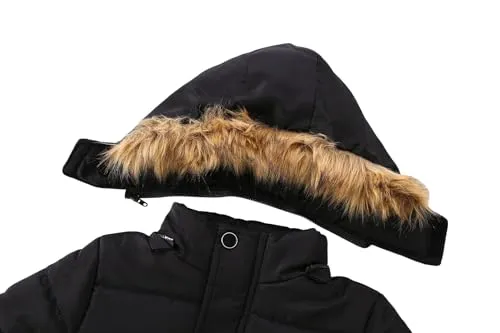 AMIYAN Toddler Boys Down Jacket Fur Collar Hood Thick Warm Winter Snowsuit Coat Parka