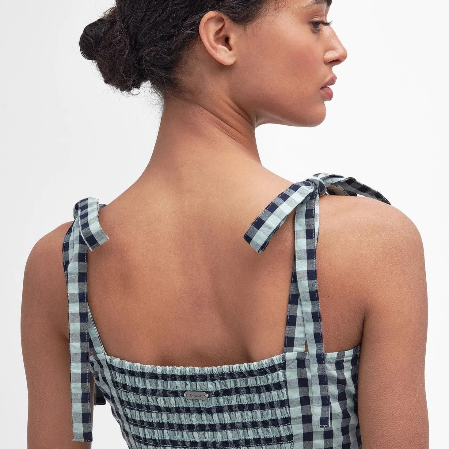 Barbour Abigail Gingham Midi Dress In Blue Haze