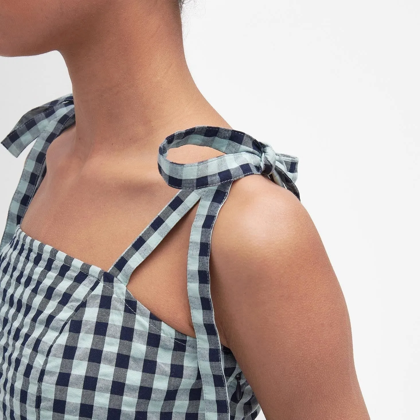 Barbour Abigail Gingham Midi Dress In Blue Haze