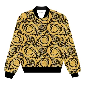 Barocco bomber jacket  Coat Zipper Long Sleeve Pocket Bomber Jacket female Streetwear