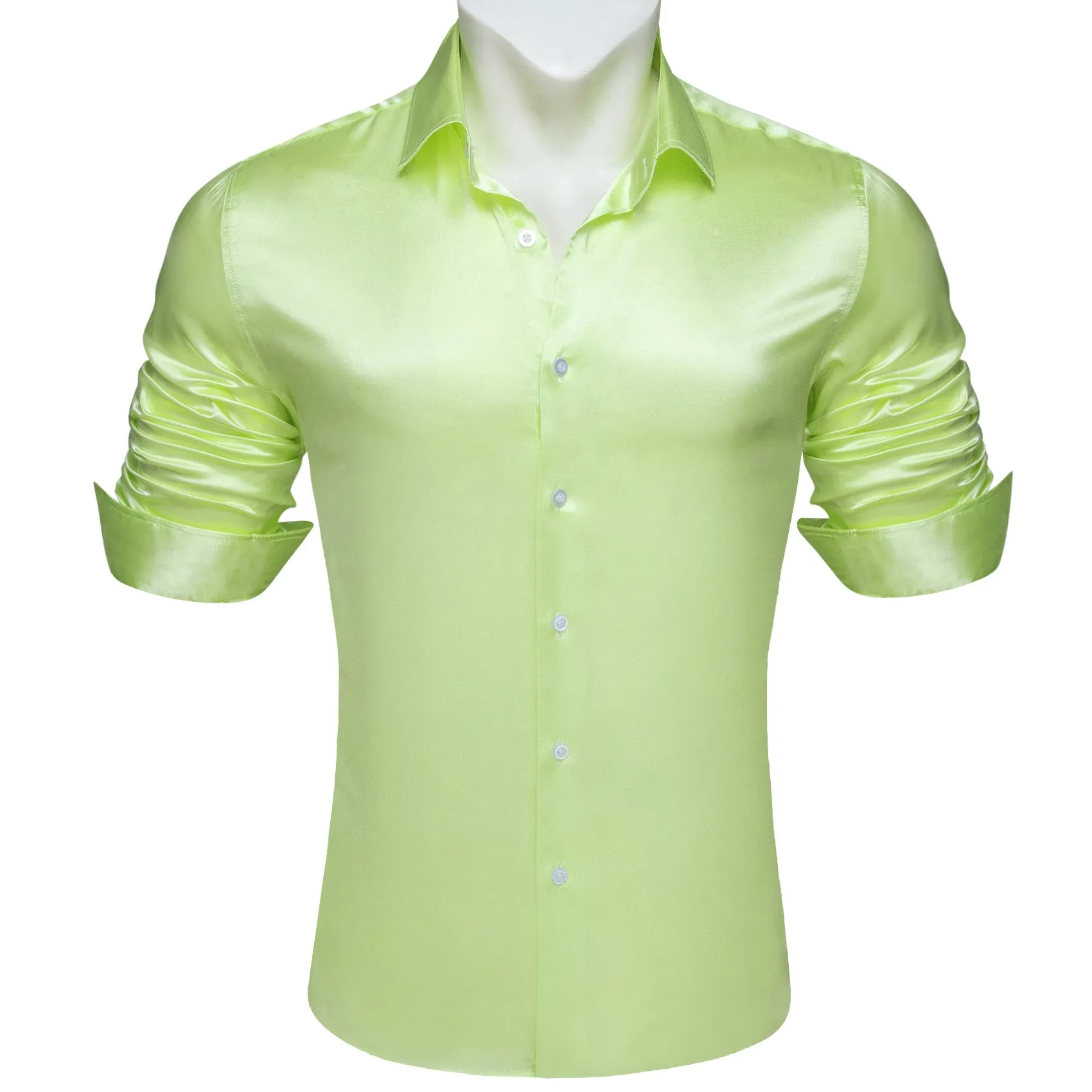 Barry.wang Iime Solid Silk Shirt