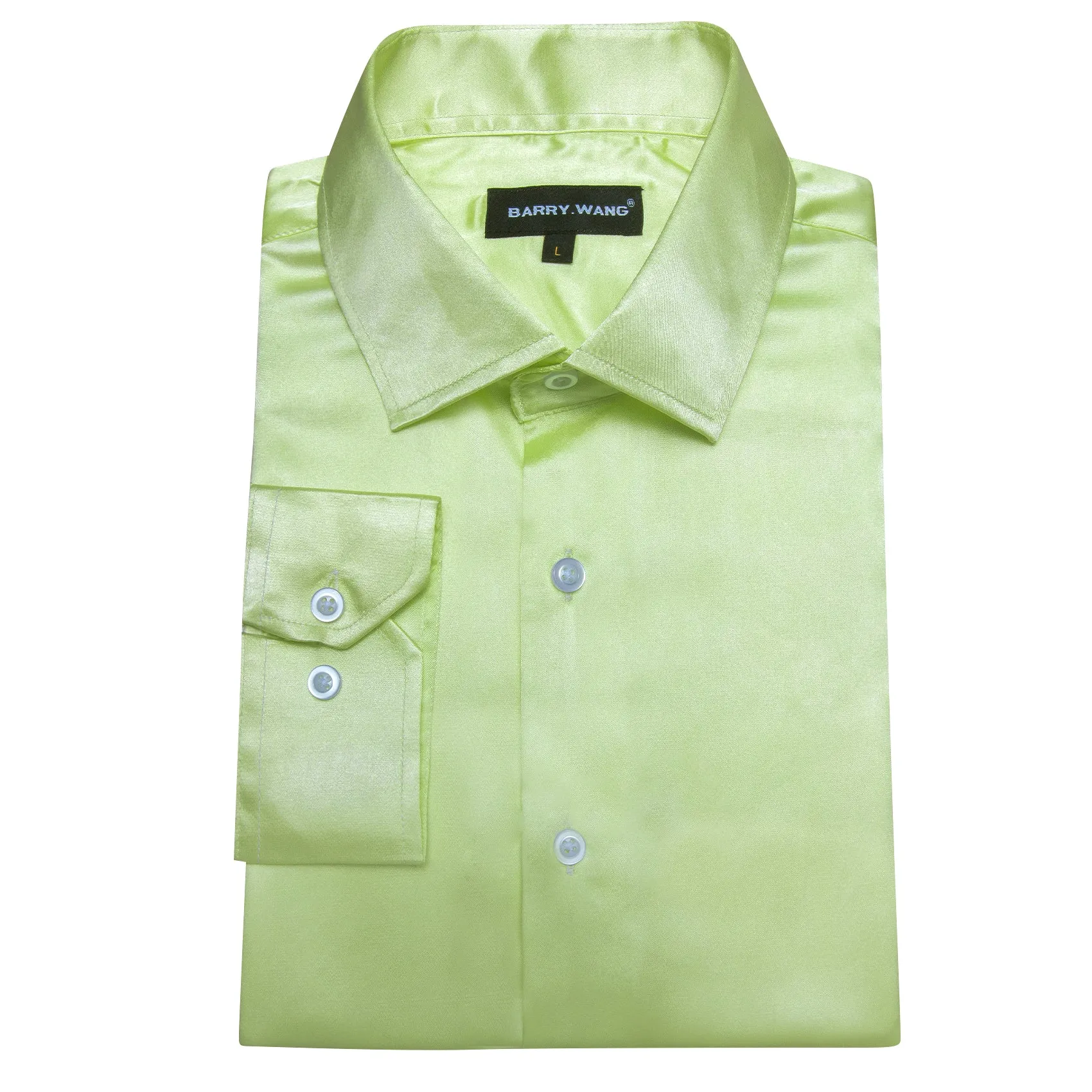 Barry.wang Iime Solid Silk Shirt