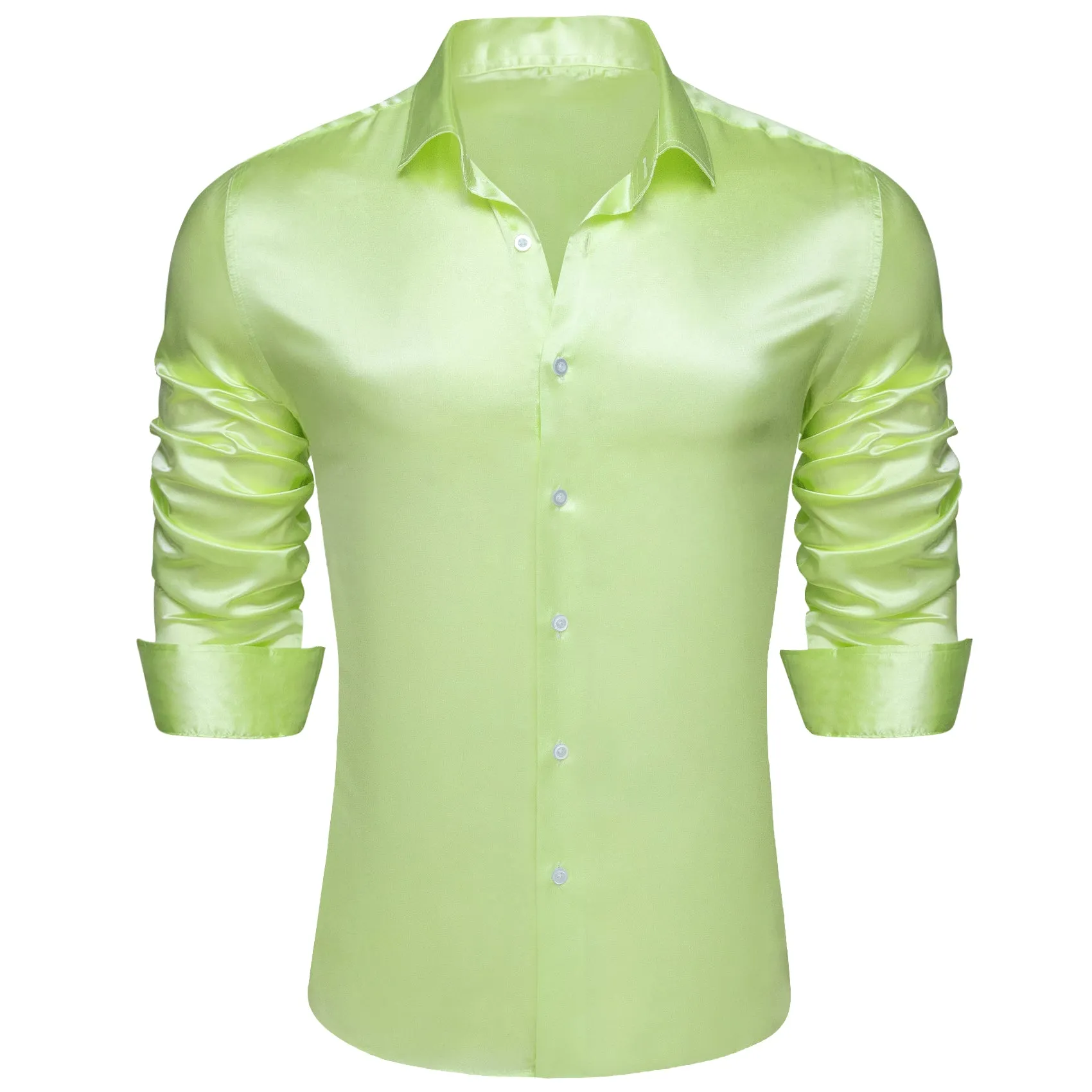 Barry.wang Iime Solid Silk Shirt