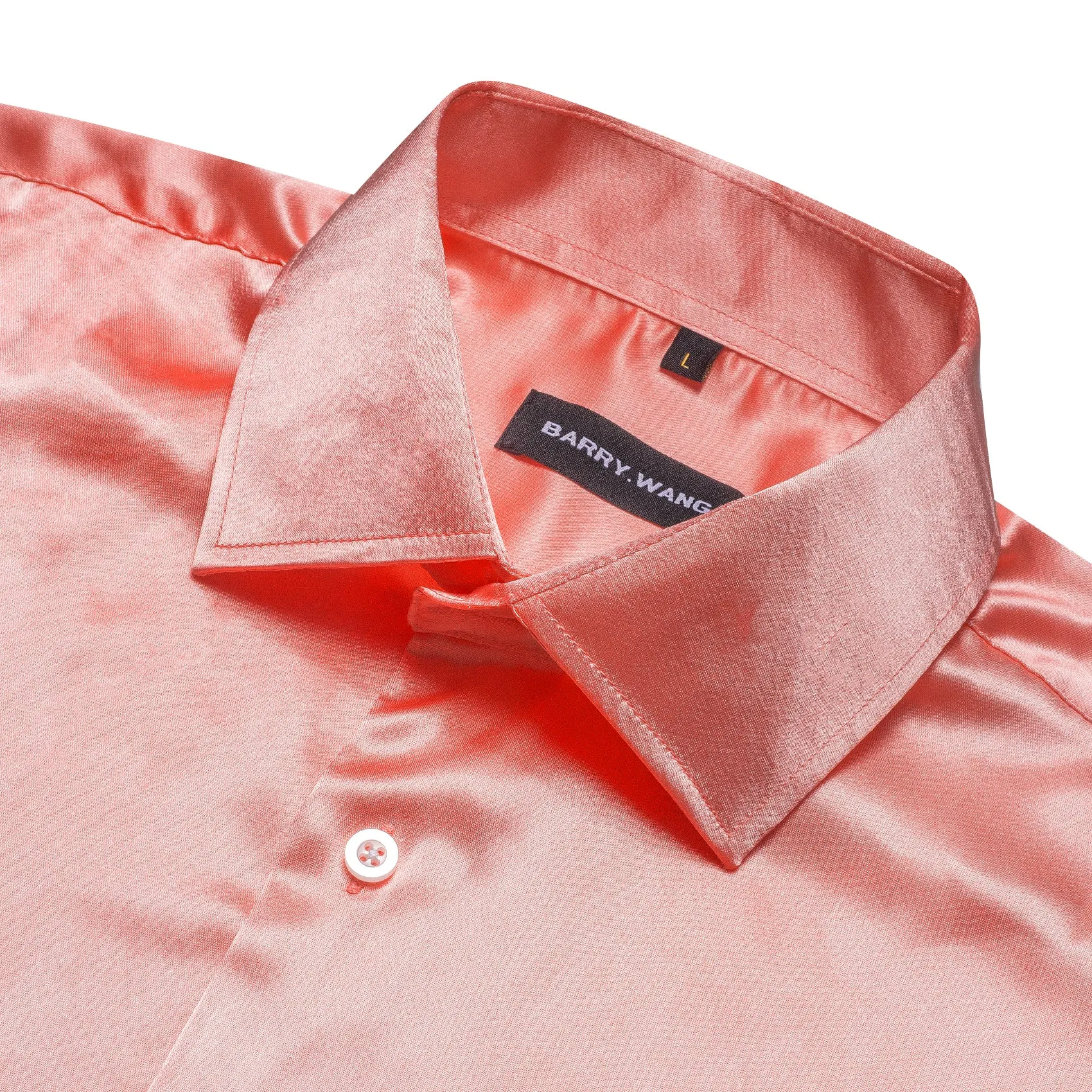 Barry.wang Lightcoral Solid Silk Shirt