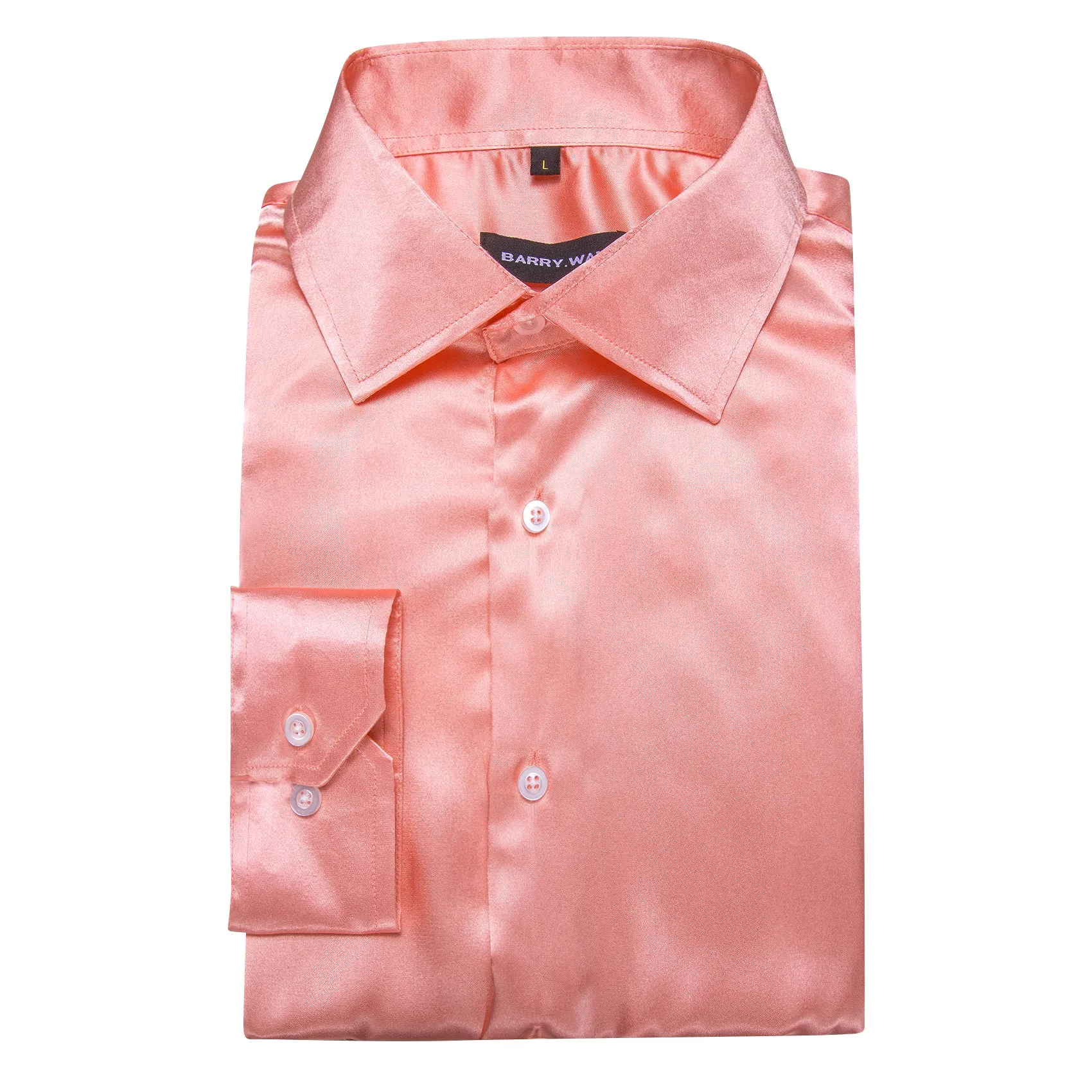 Barry.wang Lightcoral Solid Silk Shirt