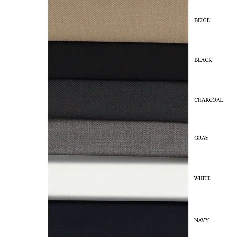 Beige Slim Fit Dress Pants Flat Front Pre-hemmed