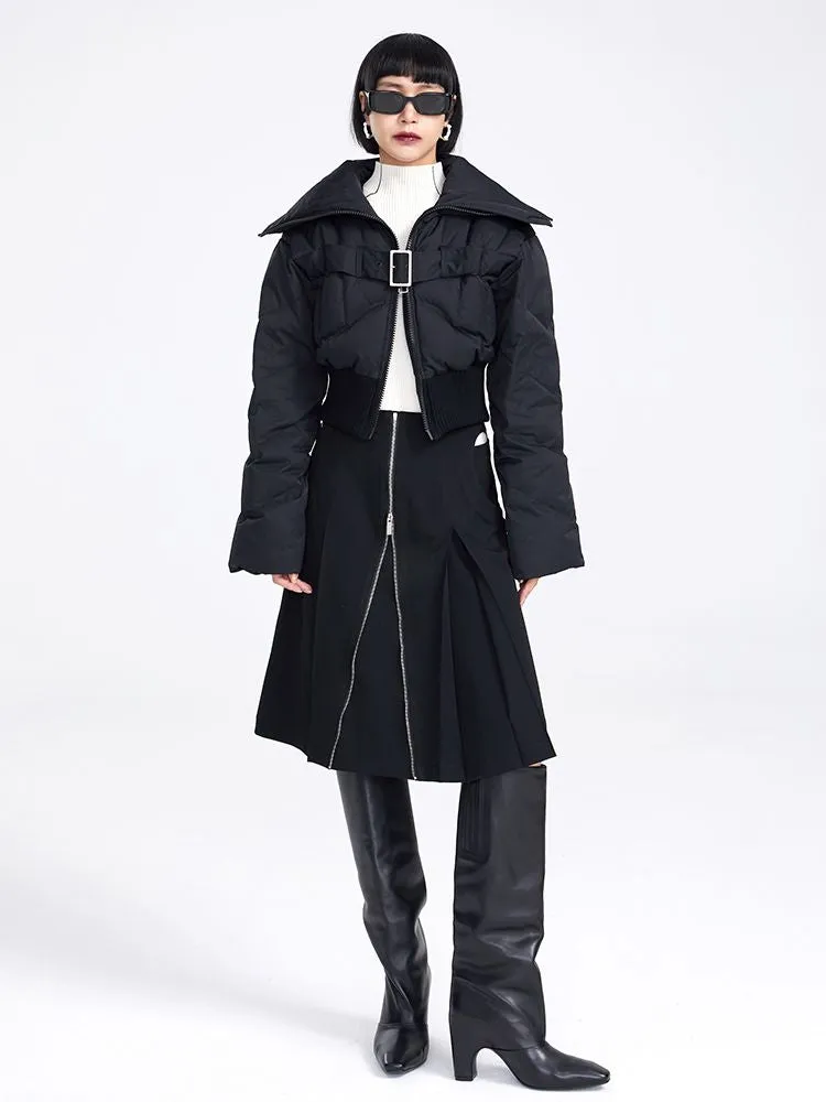 Big-collar Cropped Quilting Nichi Down-Jacket