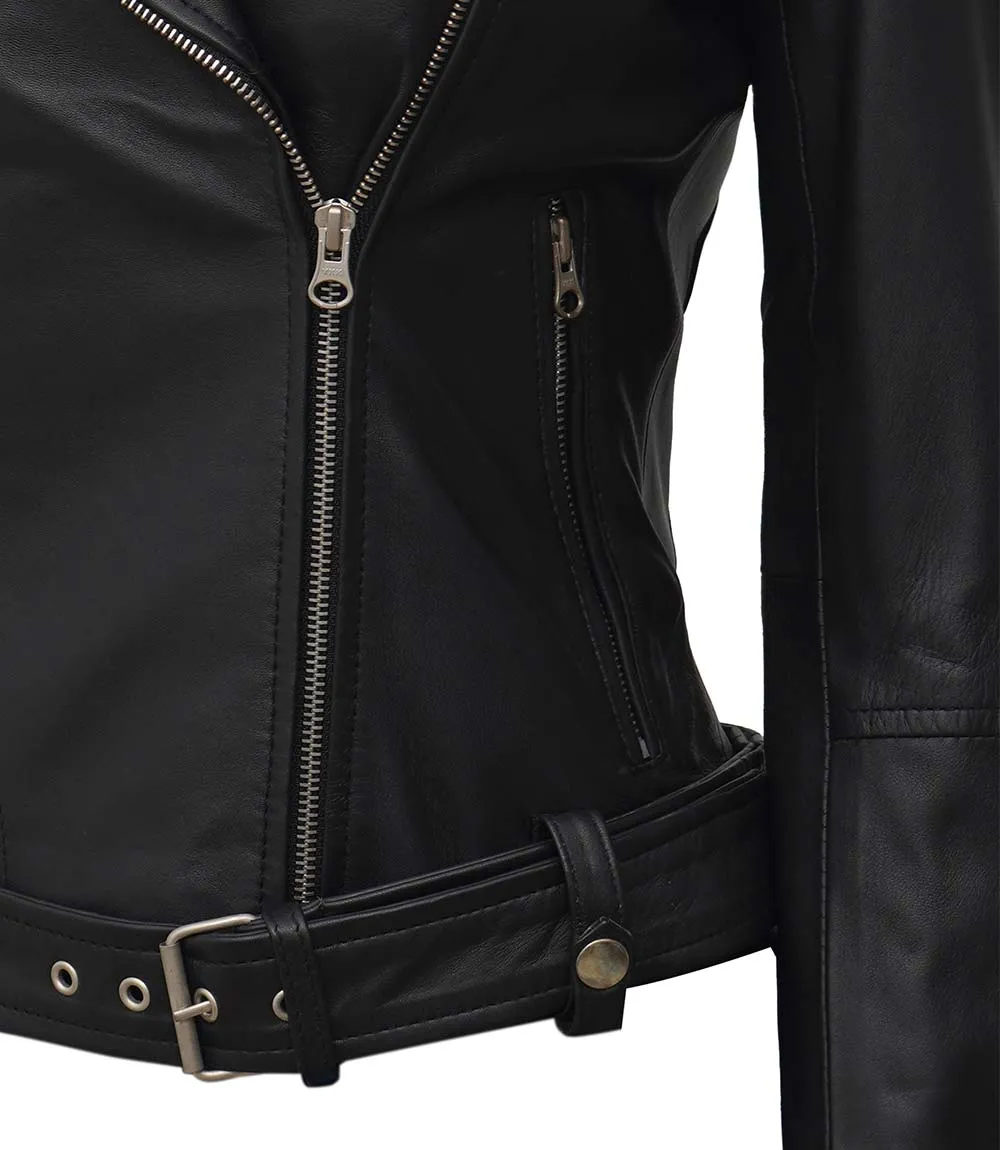 Black Ladies Leather Jacket