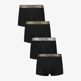 Black Metallic Wraisband Hipster Boxers 4 Pack