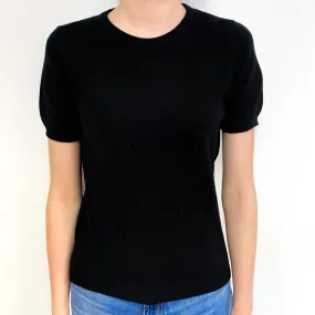 Black Short Sleeve Cashmere Crew Neck Jumper Extra Small