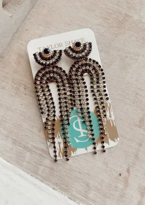 Black Stud Chain Drop Earrings