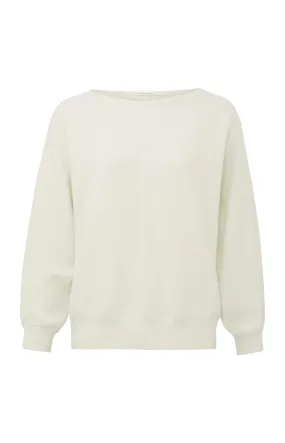 Boatneck sweater with long batwing sleeves in a relaxed fit