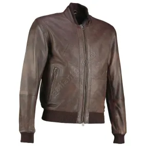 Brown Bomber Vintage Perforated  Motorcycle Leather Jacket
