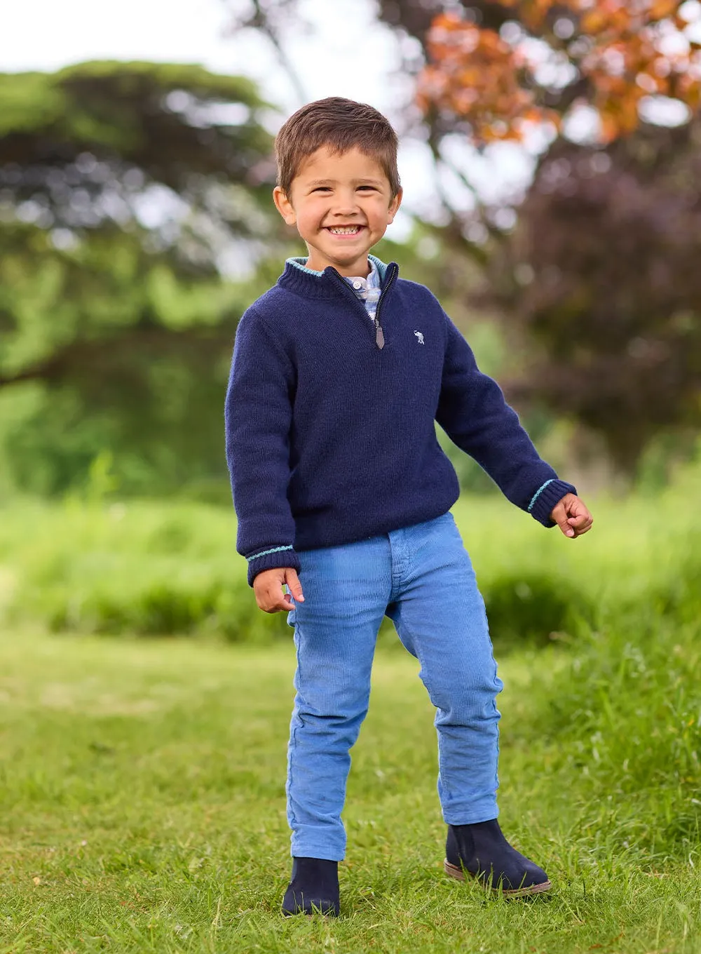Calum Half-Zip Jumper in Navy
