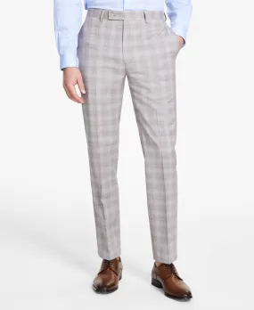Calvin Klein Mens Slim fit Dress Pants 32 / 30 Beige Plaid Stretch