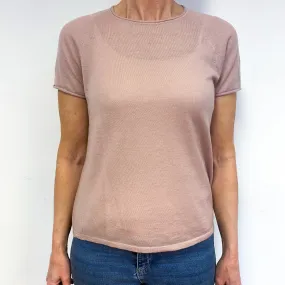 Calvin Klein Nude Pink Cashmere Short Sleeved Jumper Medium