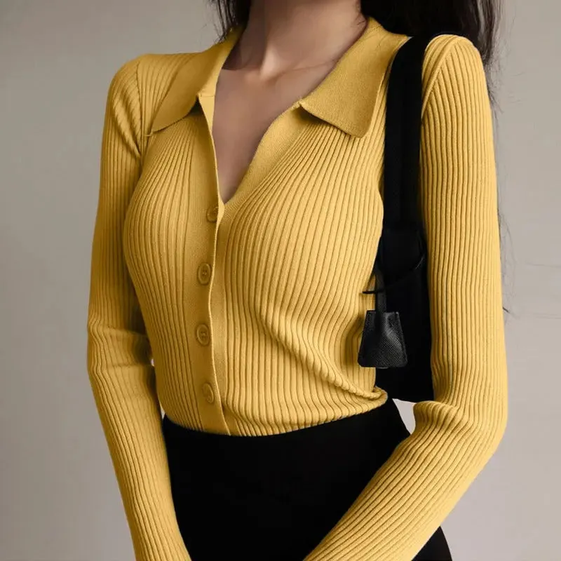 Chloe's Polo | Eleganter gestrickter Stretch-Polopullover für Frauen