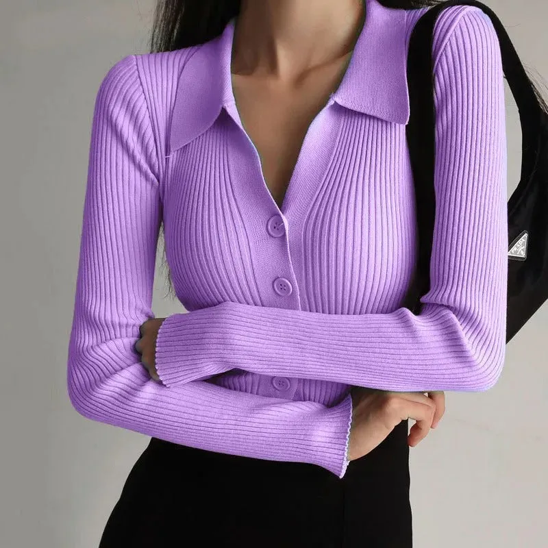 Chloe's Polo | Eleganter gestrickter Stretch-Polopullover für Frauen