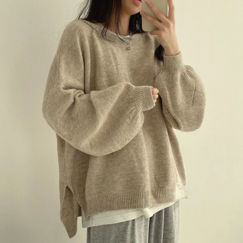 christmas outfit Sonicelife Round Neck Oversized Pullover Sweater