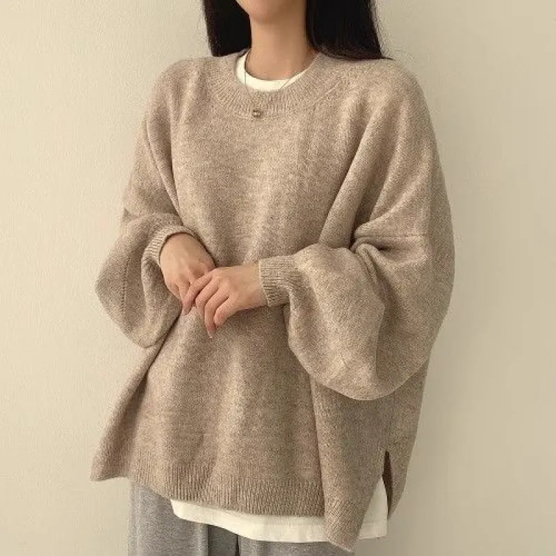 christmas outfit Sonicelife Round Neck Oversized Pullover Sweater