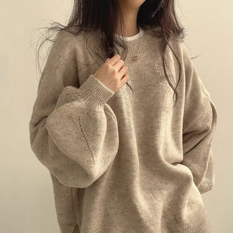 christmas outfit Sonicelife Round Neck Oversized Pullover Sweater