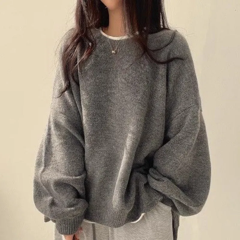 christmas outfit Sonicelife Round Neck Oversized Pullover Sweater