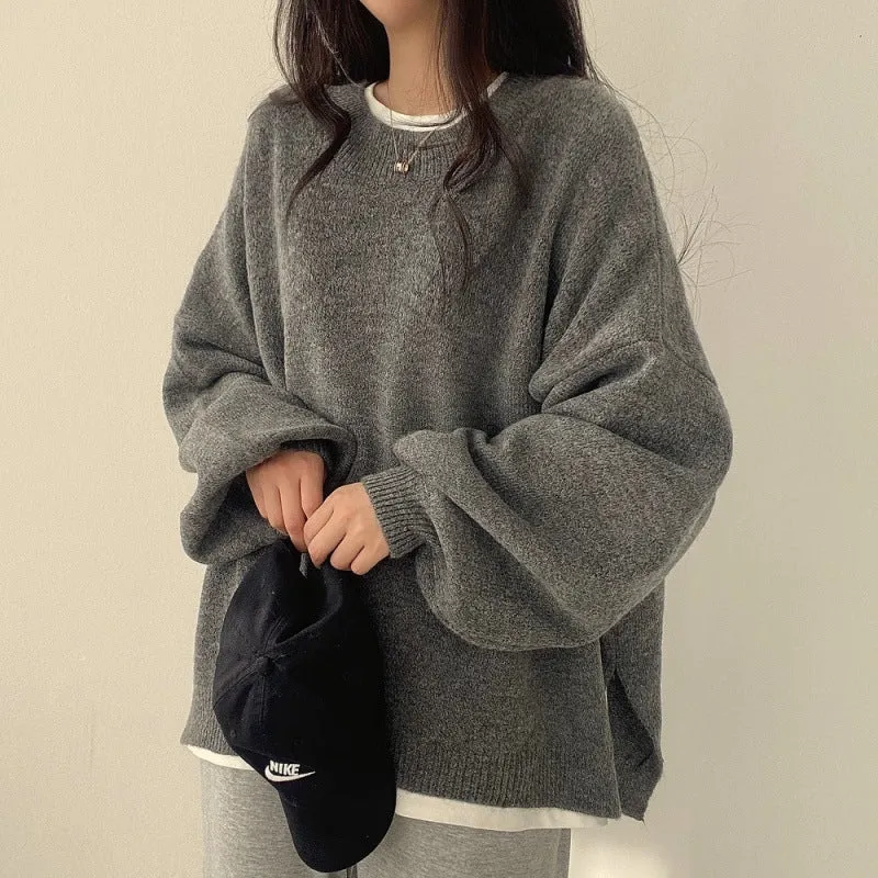 christmas outfit Sonicelife Round Neck Oversized Pullover Sweater
