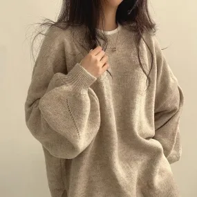 christmas outfit Sonicelife Round Neck Oversized Pullover Sweater