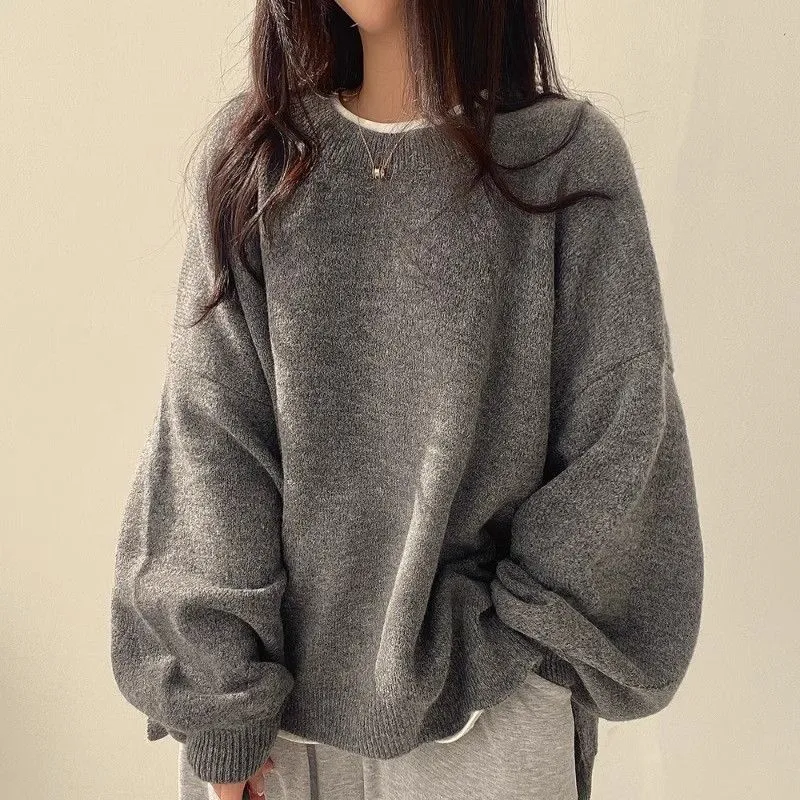christmas outfit Sonicelife Round Neck Oversized Pullover Sweater