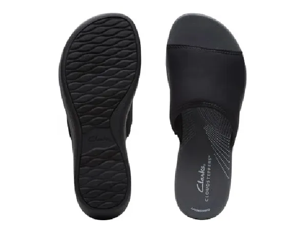 Clarks Women's Arla Nora Slide Sandals - Black Fabric