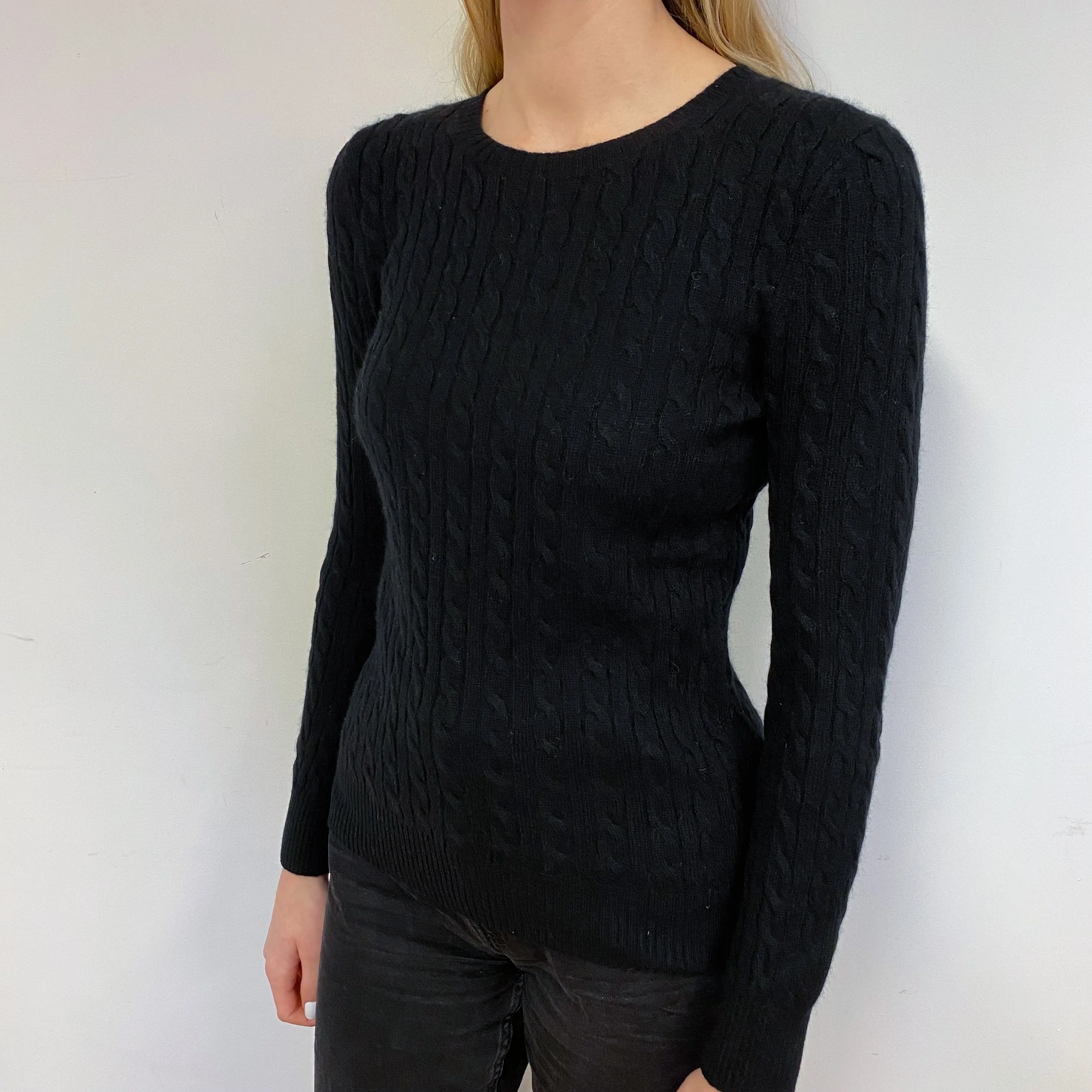 Classic Black Crew Neck Jumper Small