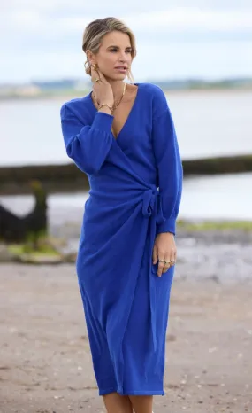 Cobalt Knit Midaxi Wrap Dress by Vogue Williams