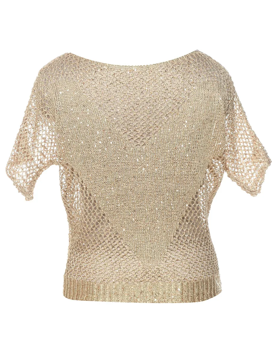 Crochet Lurex Thread Pattern Jumper - XL