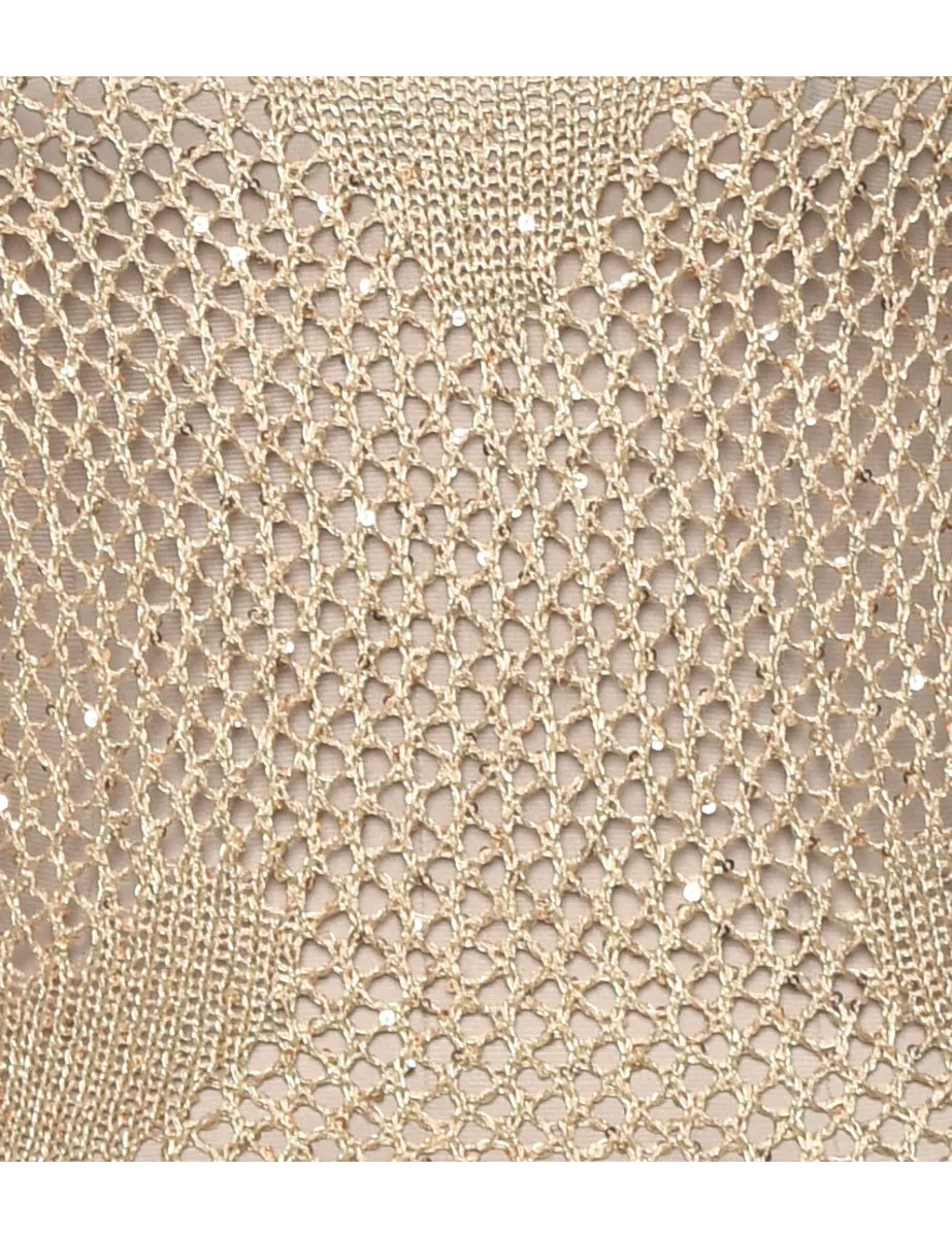 Crochet Lurex Thread Pattern Jumper - XL