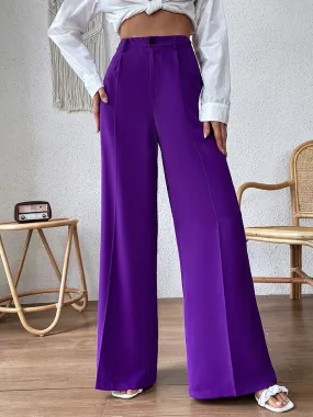 Dark Honey Wide Leg Pants- Deep Purple