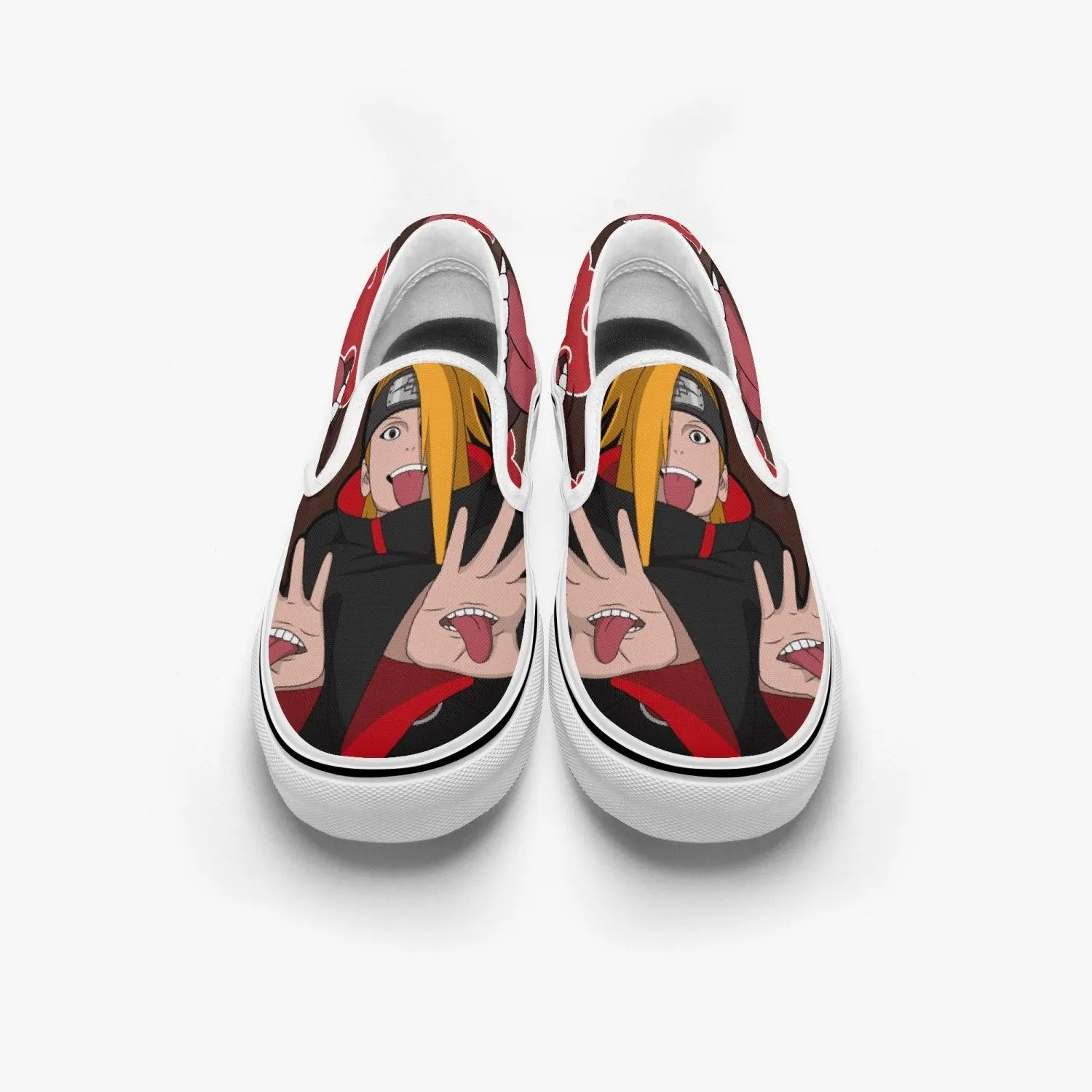 Deidara Naruto Slip Ons - Red & Brown Design for Anime Fans