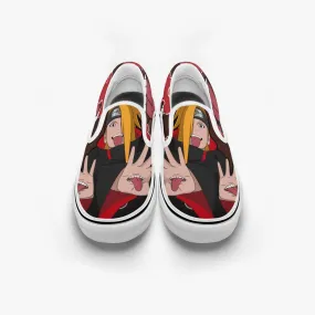 Deidara Naruto Slip Ons - Red & Brown Design for Anime Fans